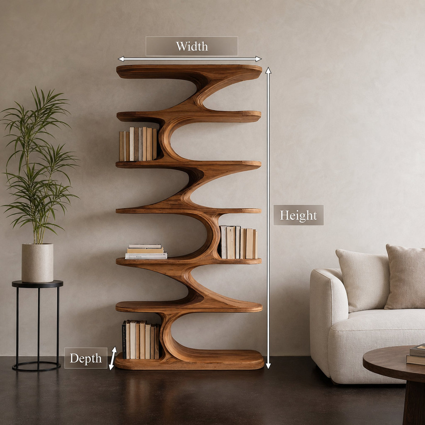 Modern Organic Curved Bookshelf For Living Room - product view 8
