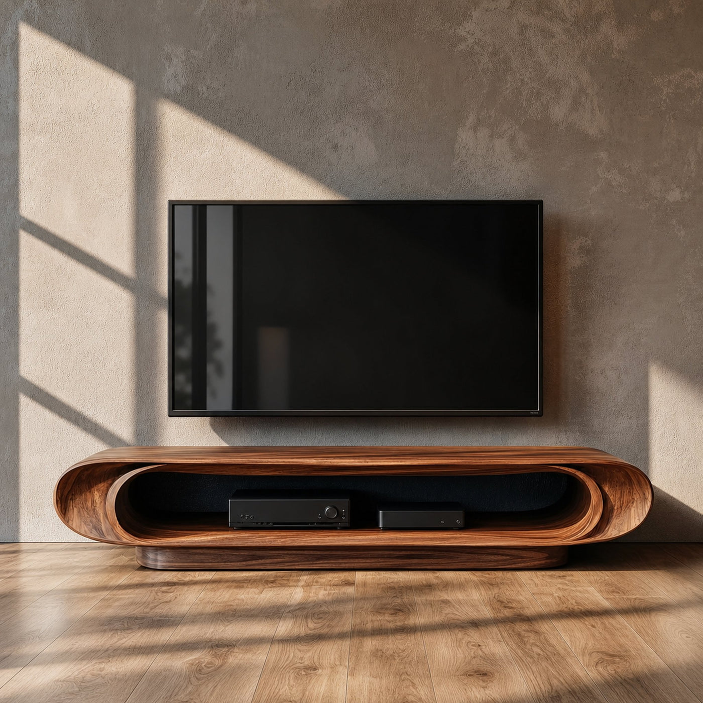 Modern Organic Curved TV Stand Entertainment Unit Living Room