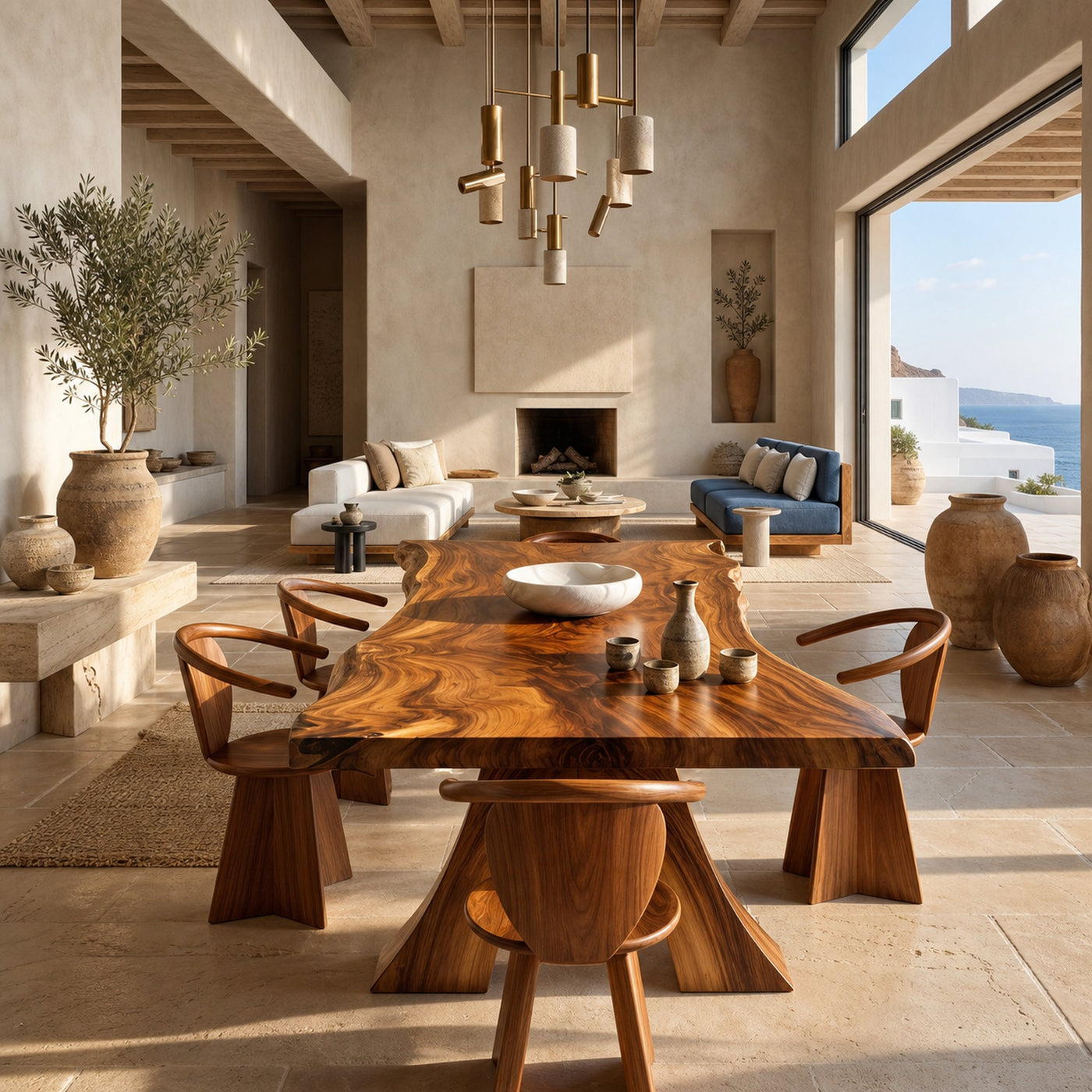 Modern Organic Edge Dining Table For Open Living Space - product view 3