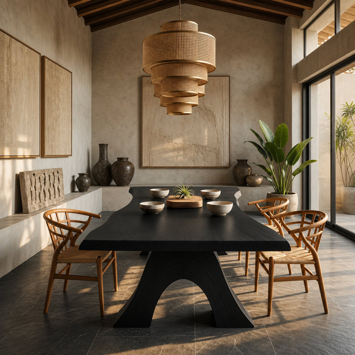 Modern Organic Edge Dining Table For Open Living Space - product view 4
