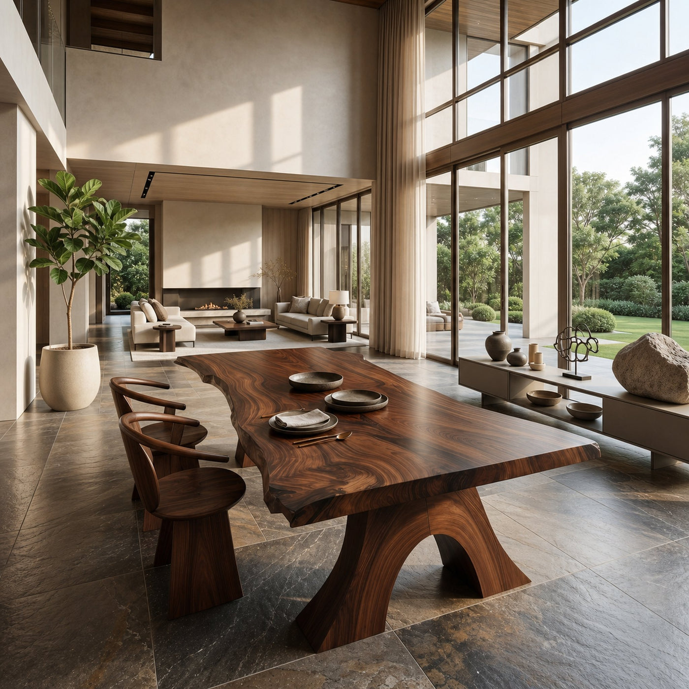 Modern Organic Edge Dining Table For Open Living Space - product view 7