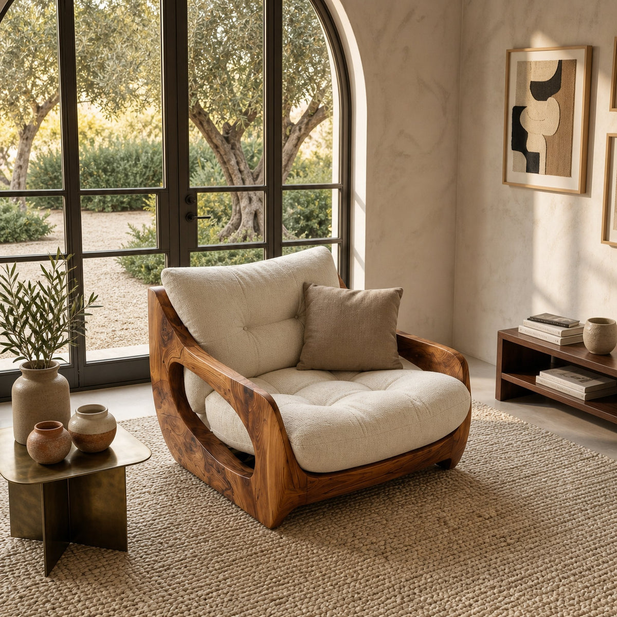Modern Organic Lounge Seating With Carved Form For Living Room - product view 2