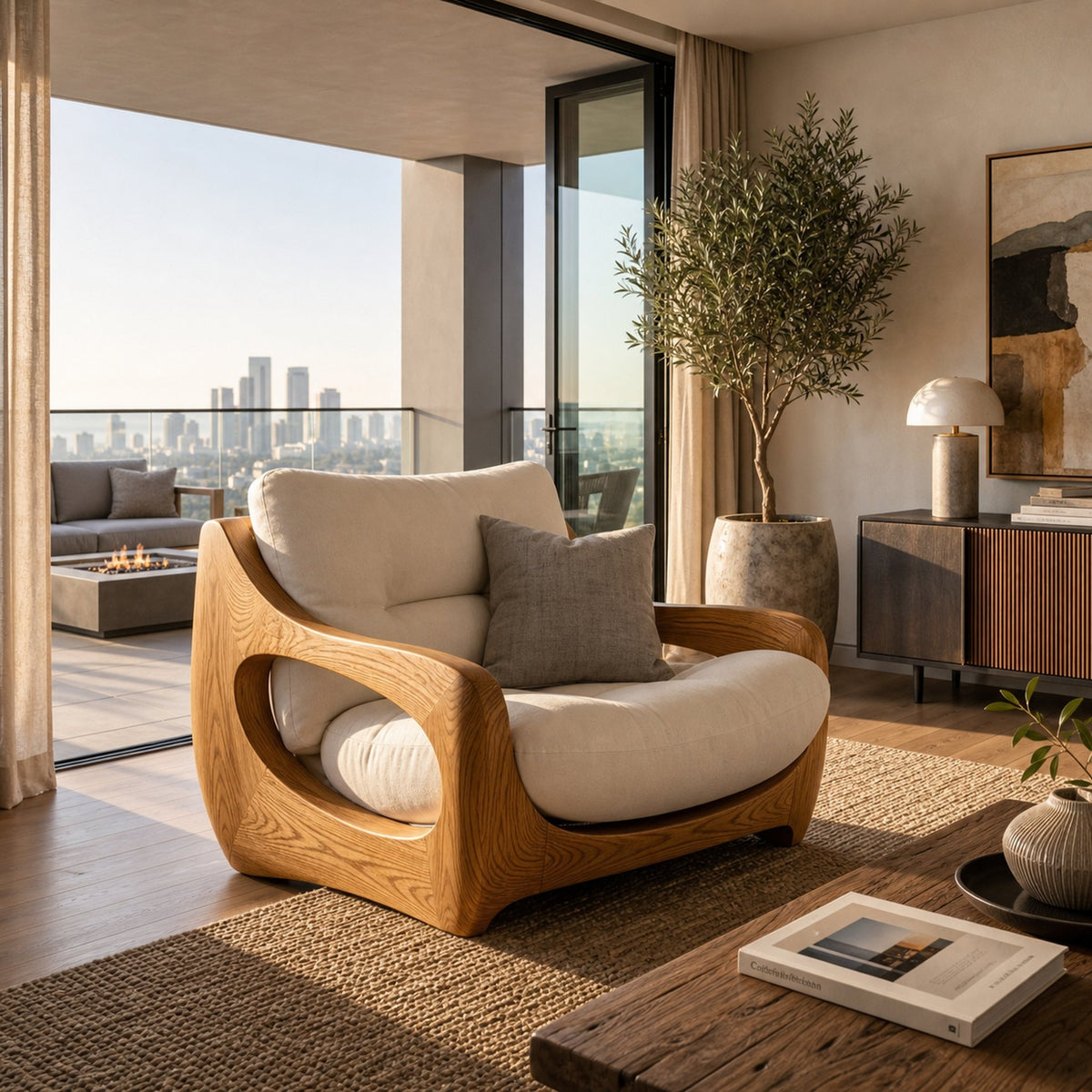 Modern Organic Lounge Seating With Carved Form For Living Room - product view 5