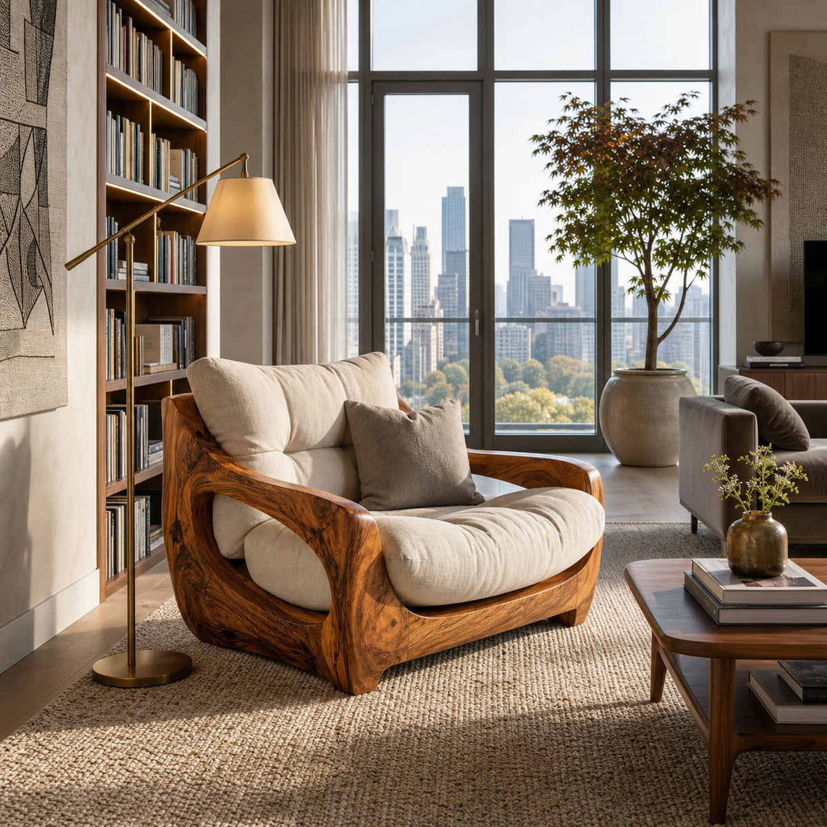 Modern Organic Lounge Seating With Carved Form For Living Room - product view 6