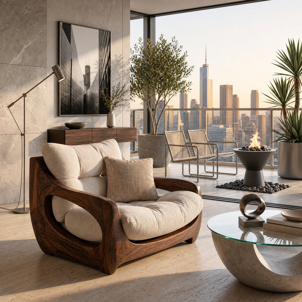 Modern Organic Lounge Seating With Carved Form For Living Room - product view 7