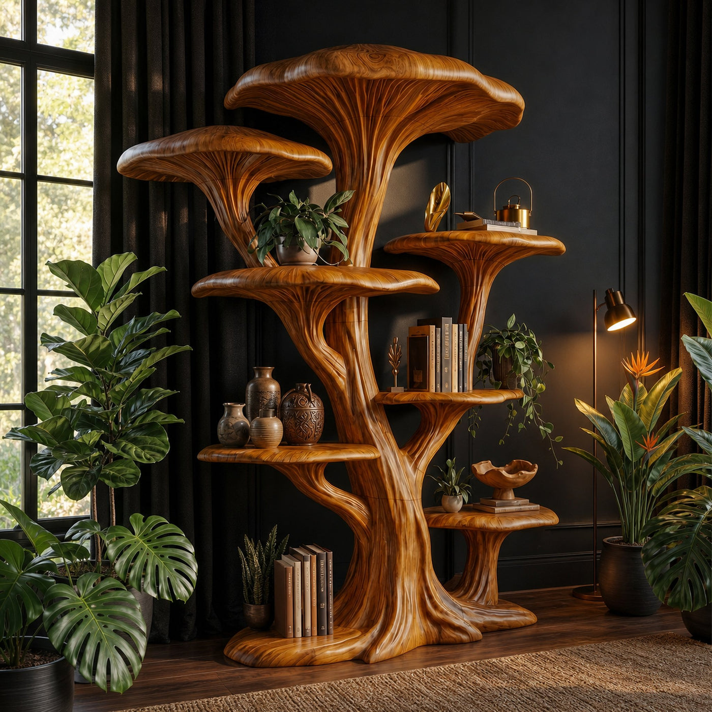 Modern Organic Mushroom Bookcase For Living Room And Bedroom