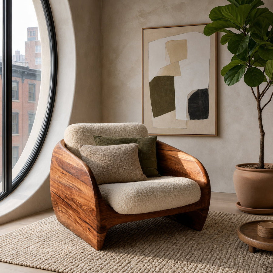Modern Organic Natural Wood Chair For Cozy Living Room
