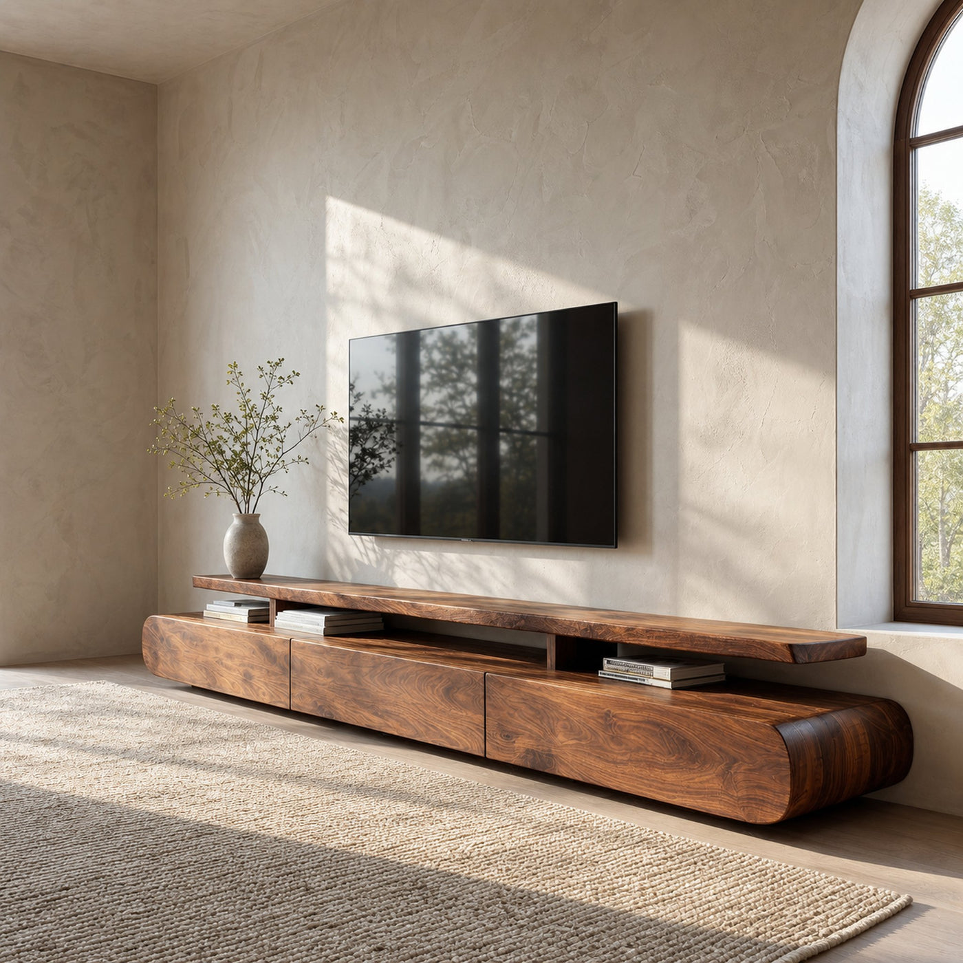 Modern Organic Natural Wood TV Stand For Living Room - product view 6