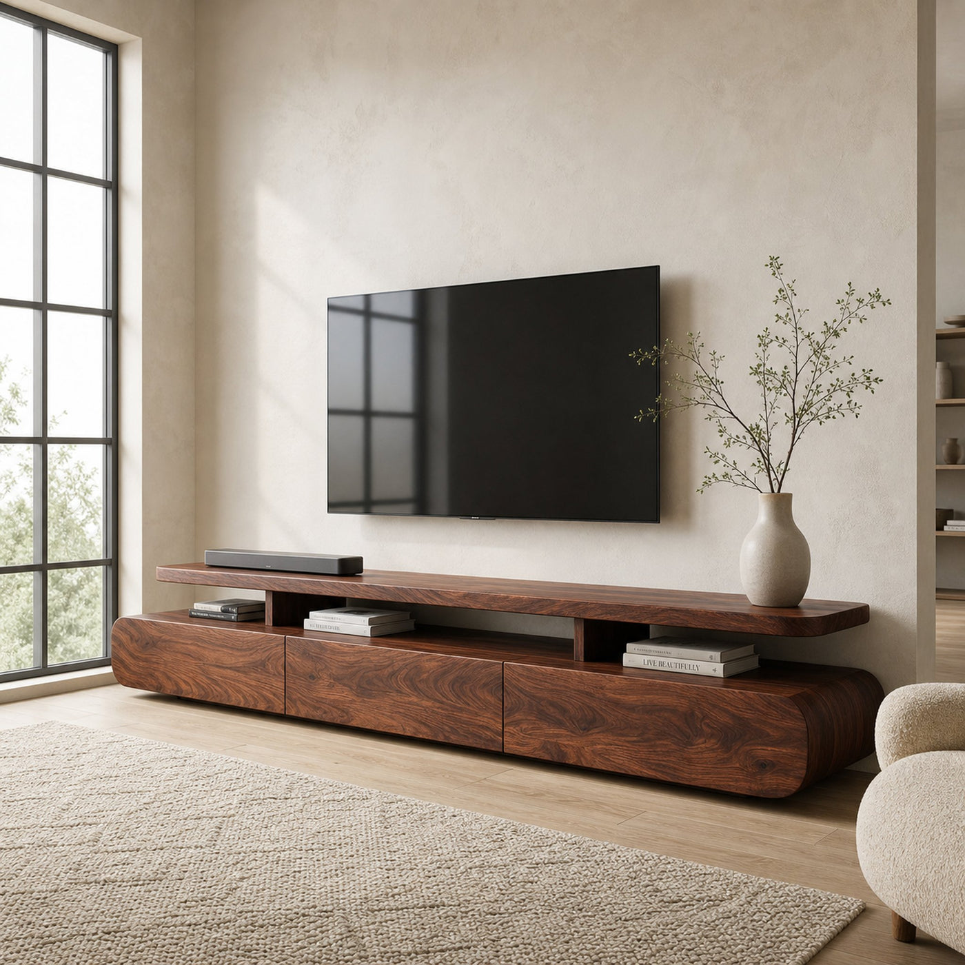Modern Organic Natural Wood TV Stand For Living Room - product view 7