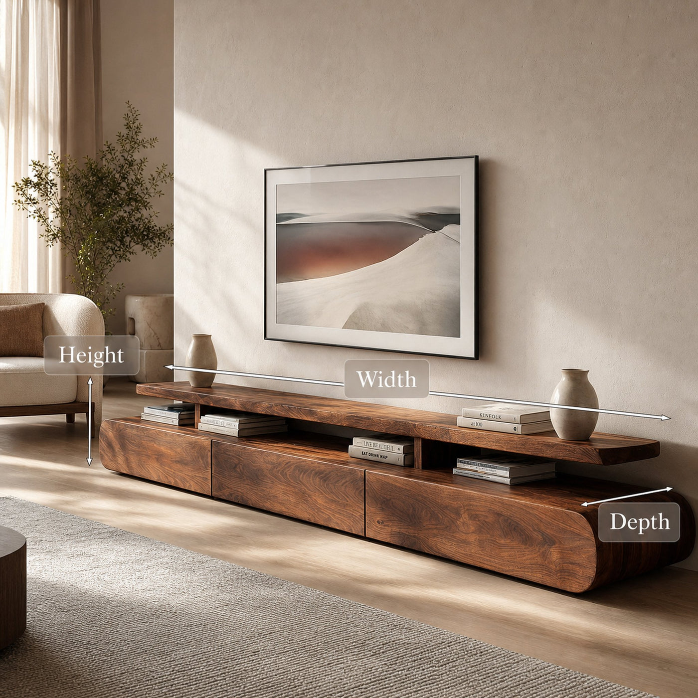 Modern Organic Natural Wood TV Stand For Living Room - product view 8