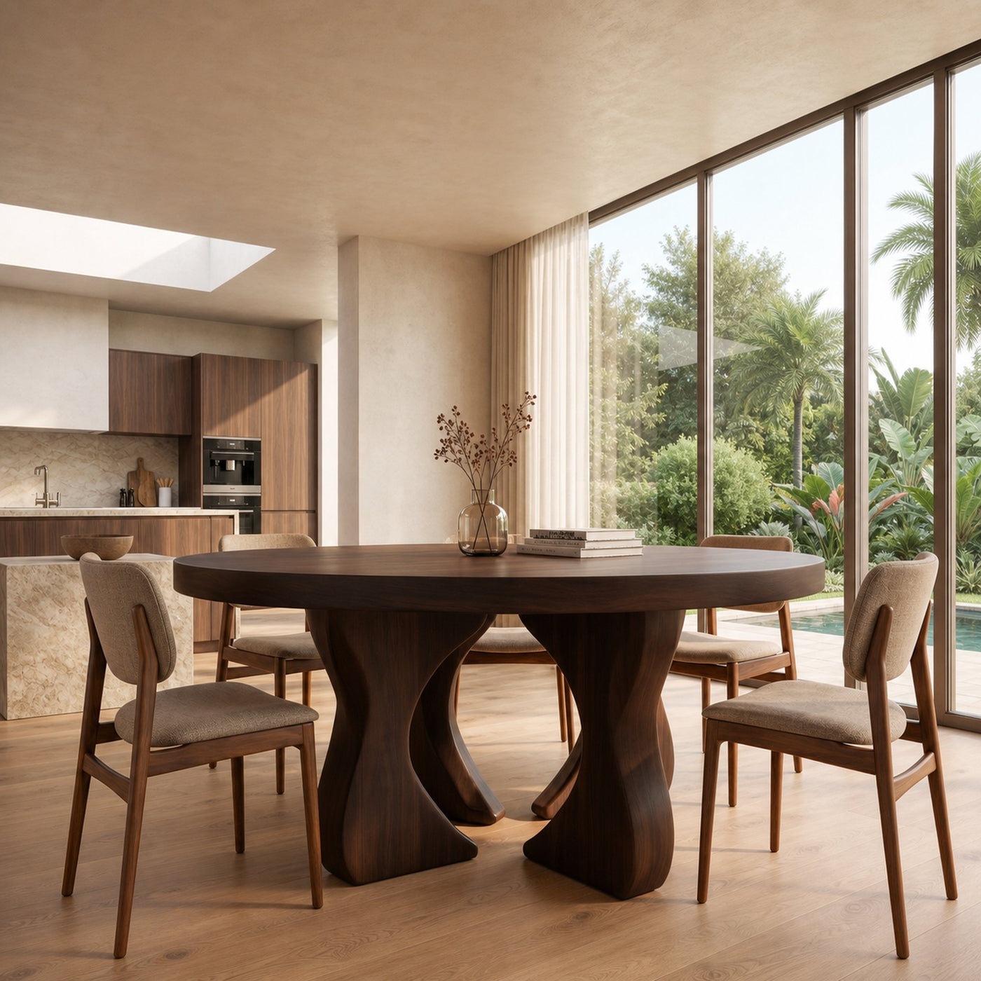 Modern Organic Round Dining Table For Dining Room And Kitchen
