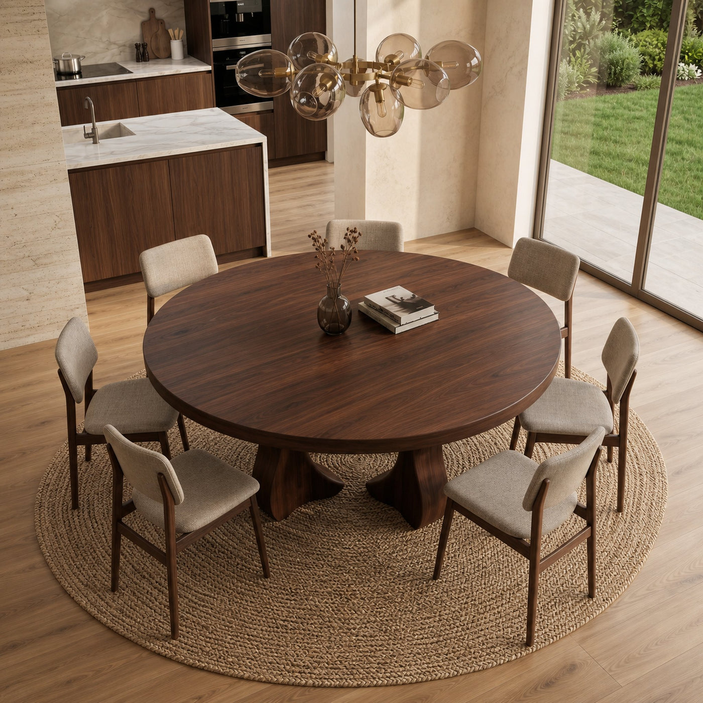 Modern Organic Round Dining Table For Dining Room And Kitchen - product view 2