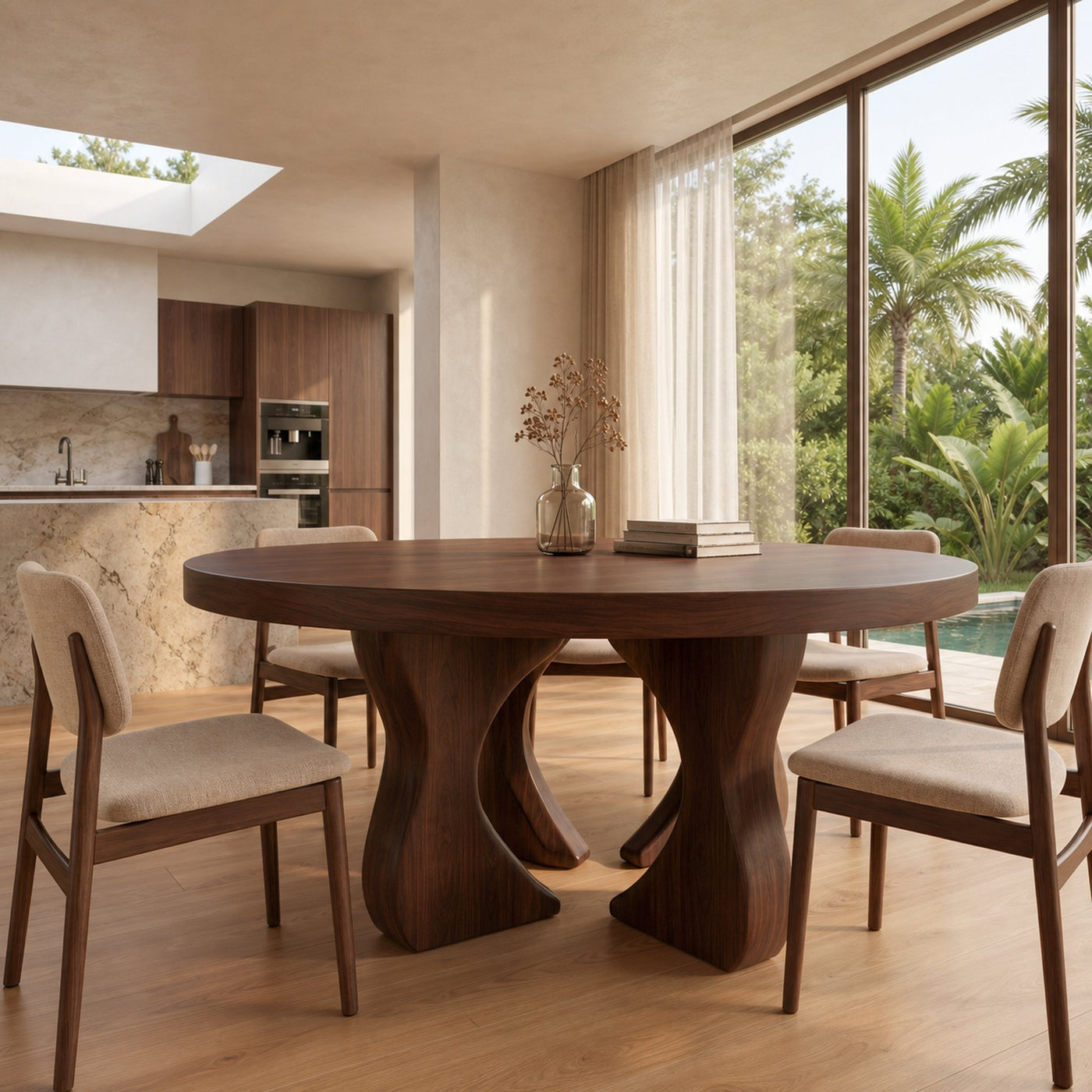 Modern Organic Round Dining Table For Dining Room And Kitchen - product view 3