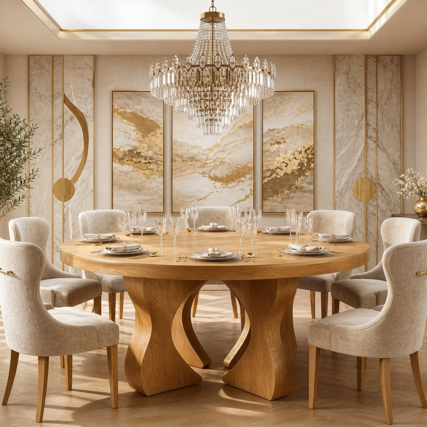 Modern Organic Round Dining Table For Dining Room And Kitchen - product view 5