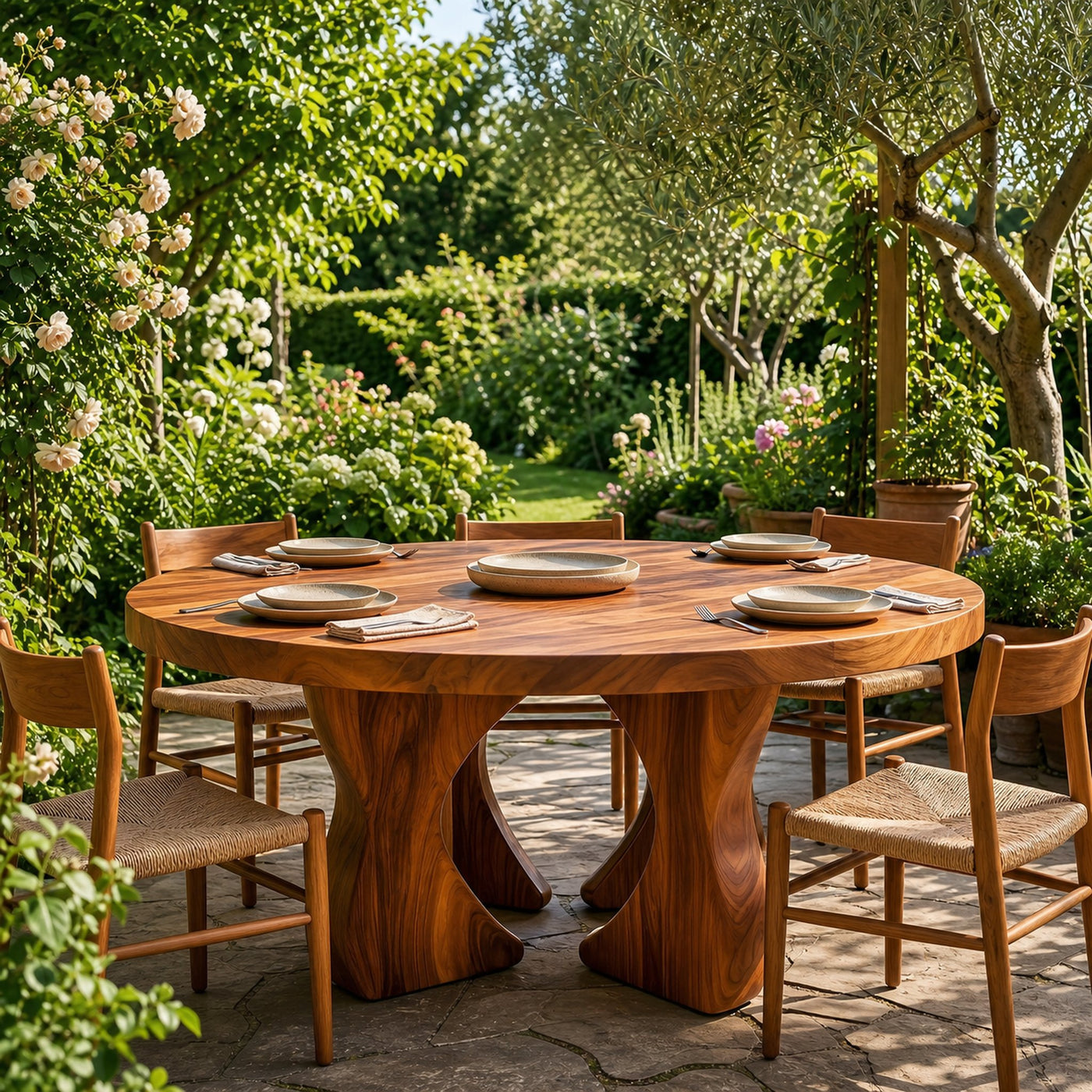 Modern Organic Round Dining Table For Dining Room And Kitchen - product view 6