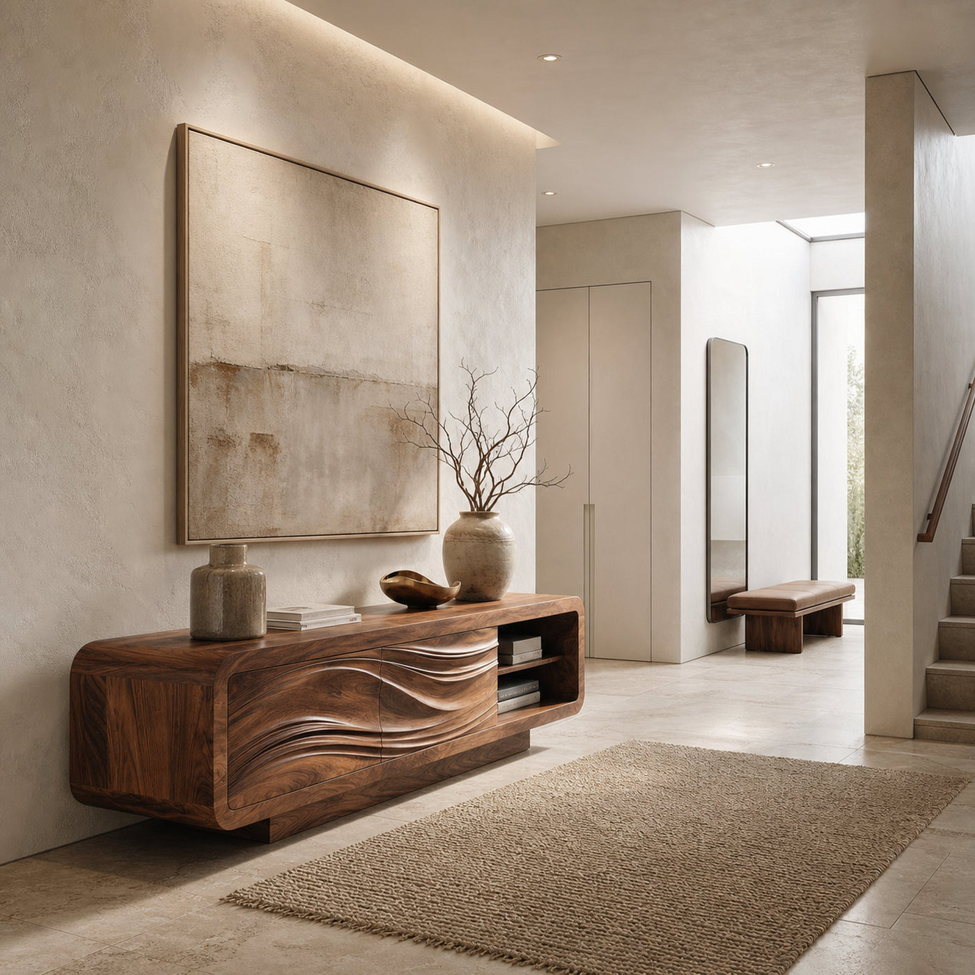 Modern Organic Sculpted Sideboard For Living Room