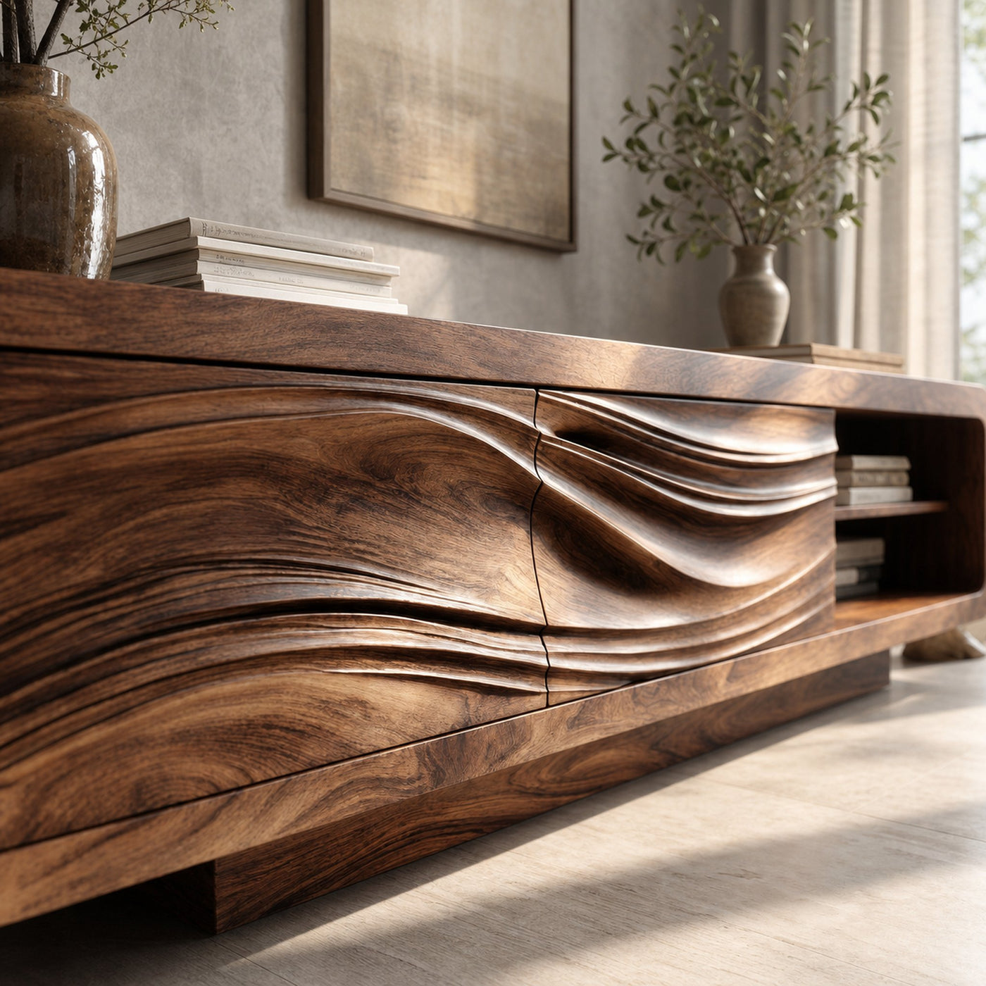 Modern Organic Sculpted Sideboard For Living Room - product view 6