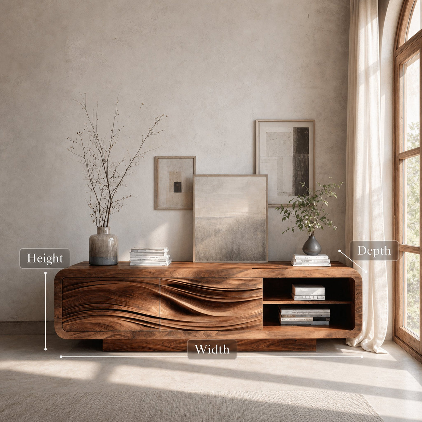 Modern Organic Sculpted Sideboard For Living Room - product view 7