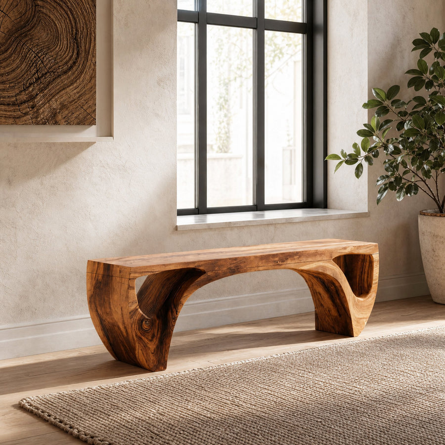 Modern Organic Sculptural Bench For Living Room