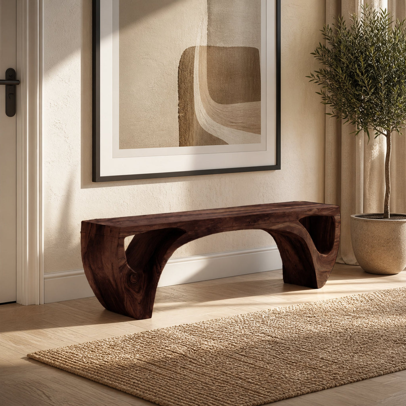 Modern Organic Sculptural Bench For Living Room - product view 6