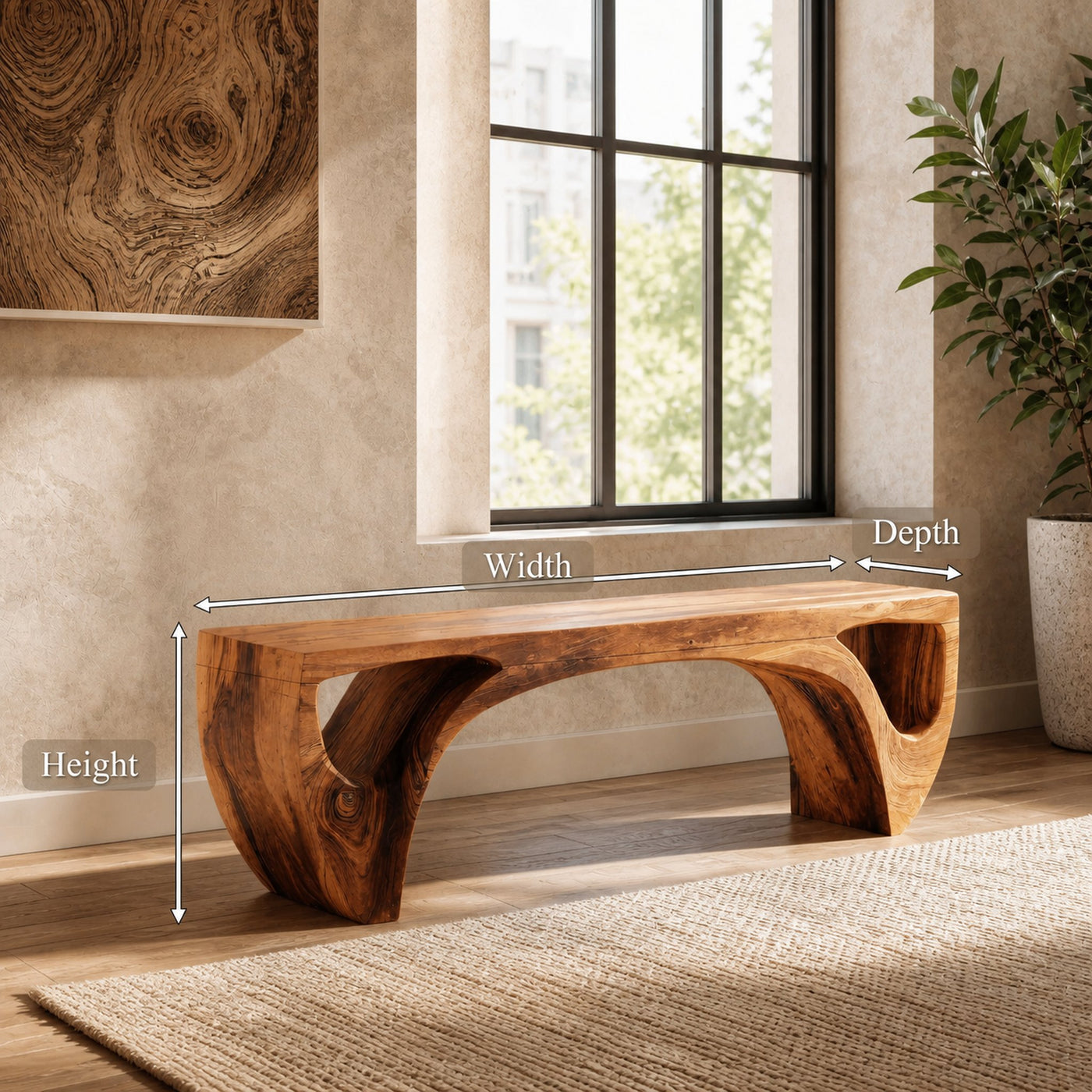 Modern Organic Sculptural Bench For Living Room - product view 8
