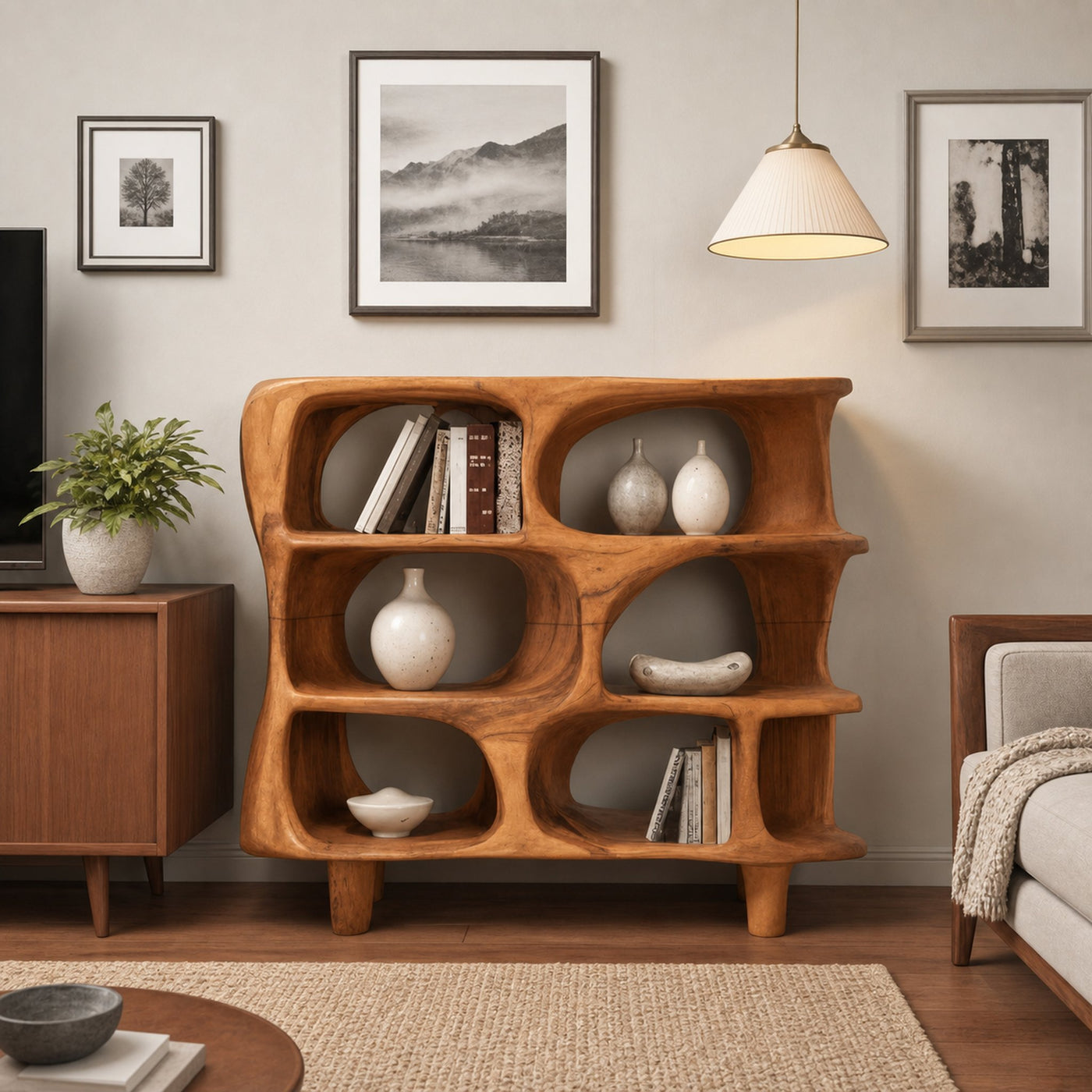 Modern Organic Sculptural Bookshelf For Living Room Or Office