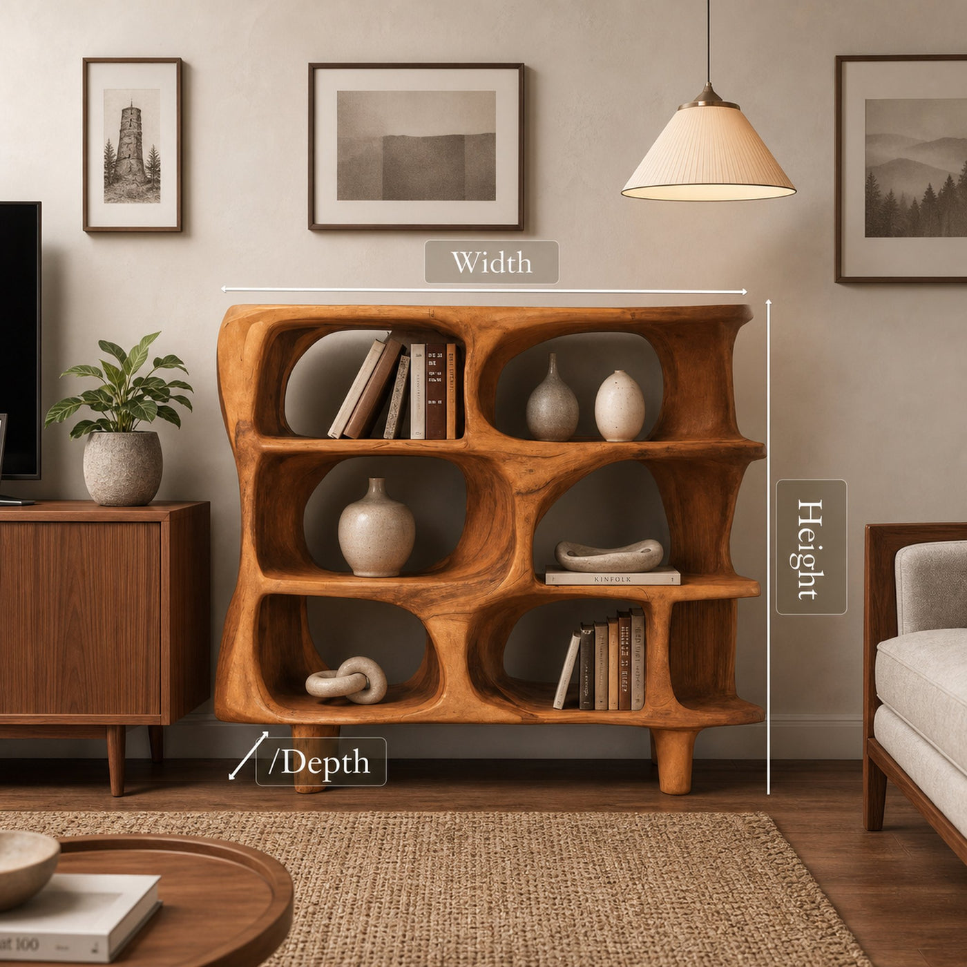 Modern Organic Sculptural Bookshelf For Living Room Or Office - product view 6
