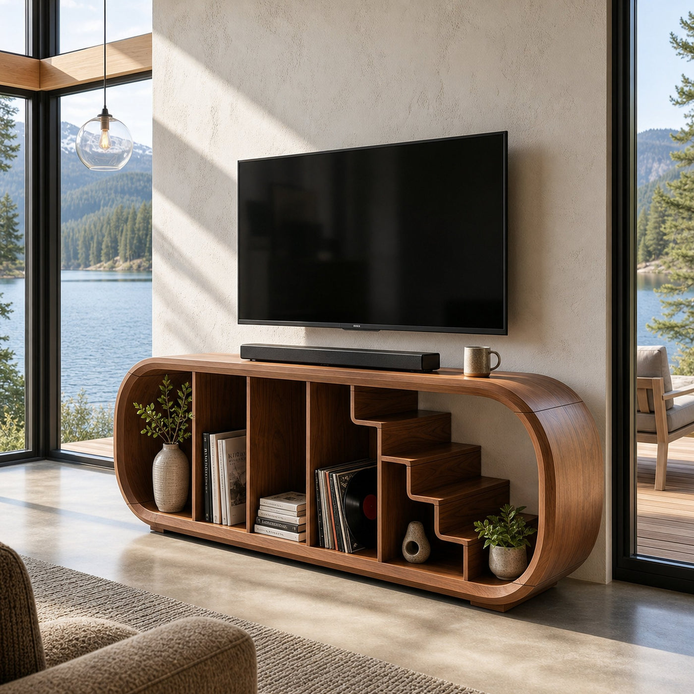 Modern Organic TV Console For Entertainment Lounge Space