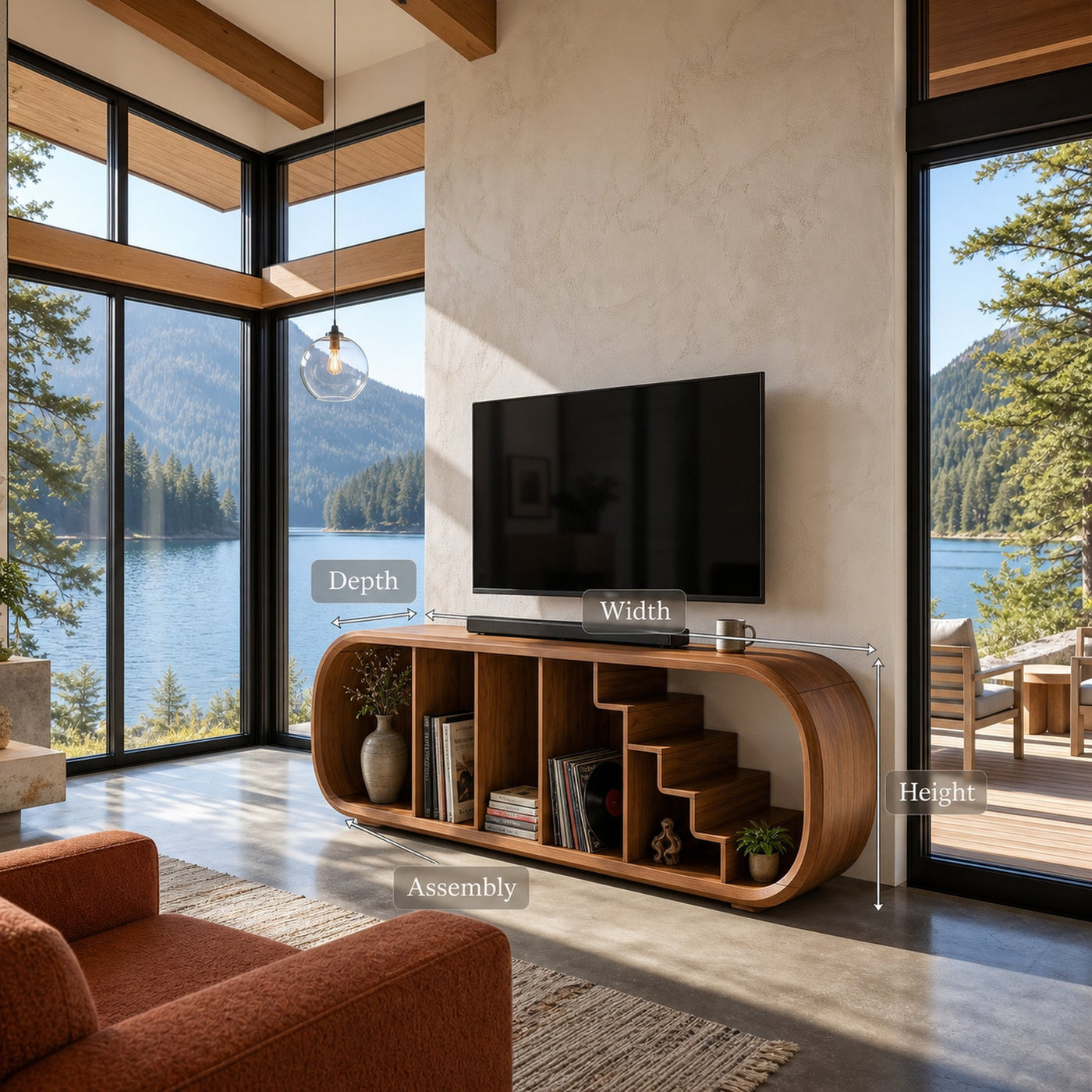 Modern Organic TV Console For Entertainment Lounge Space - product view 8