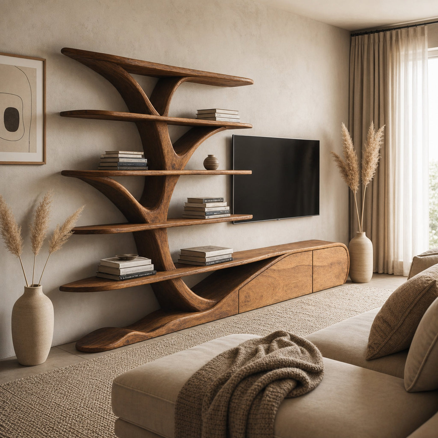 Modern Organic Tree Inspired Media Console For Living Room - product view 6