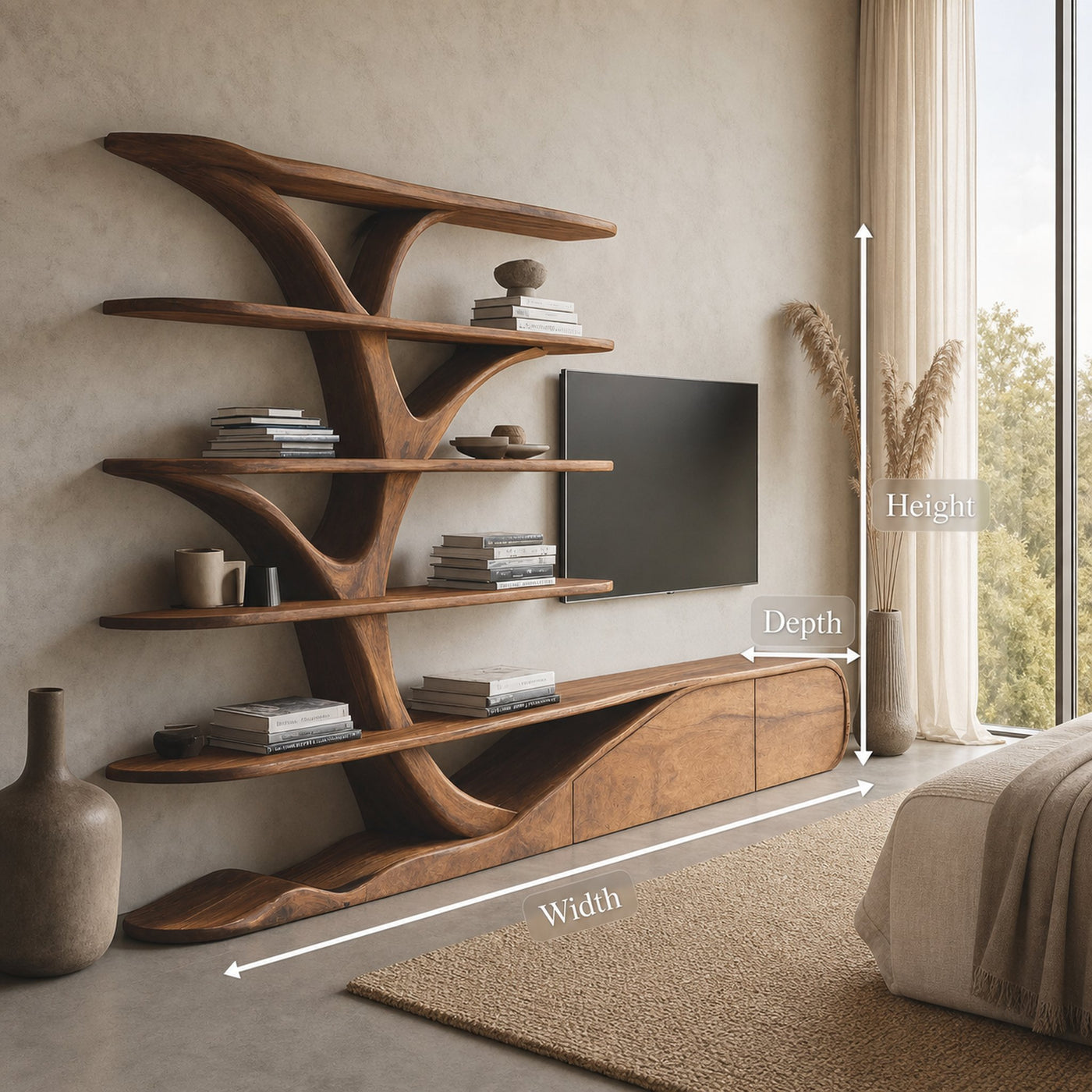 Modern Organic Tree Inspired Media Console For Living Room - product view 8