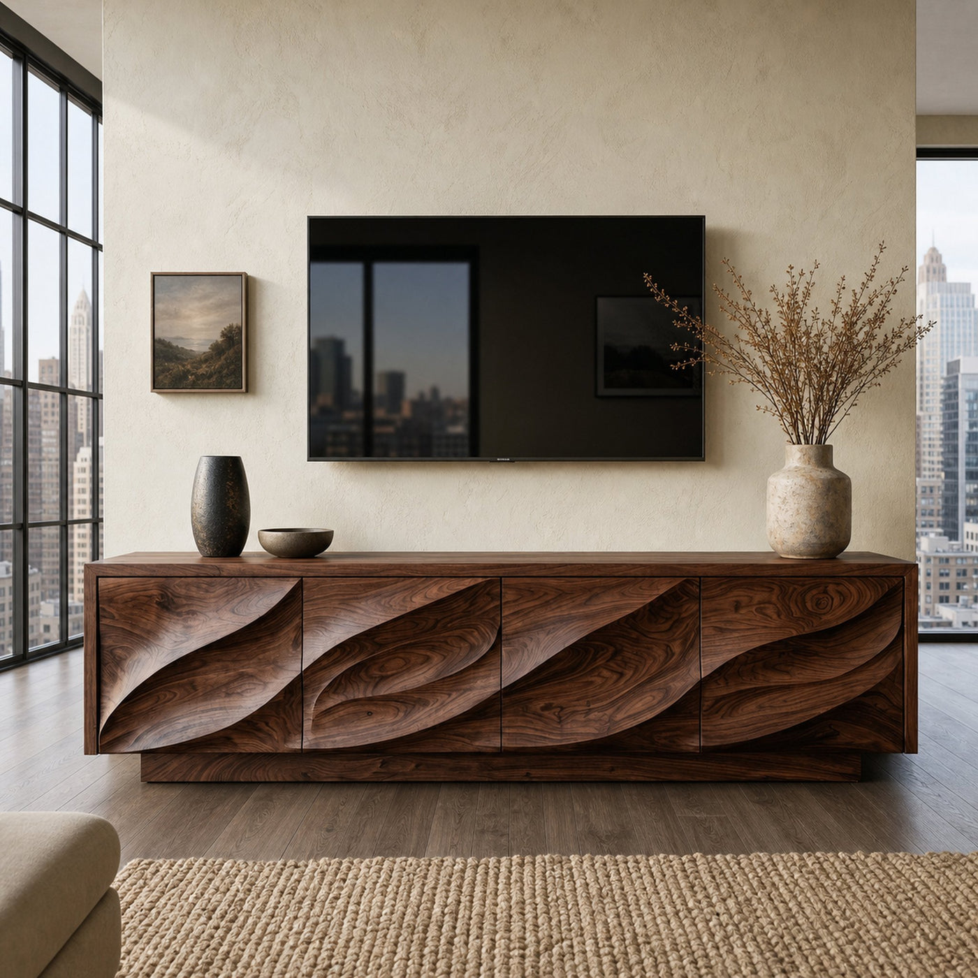 Modern Organic Wood TV Cabinet For Living Room - product view 7