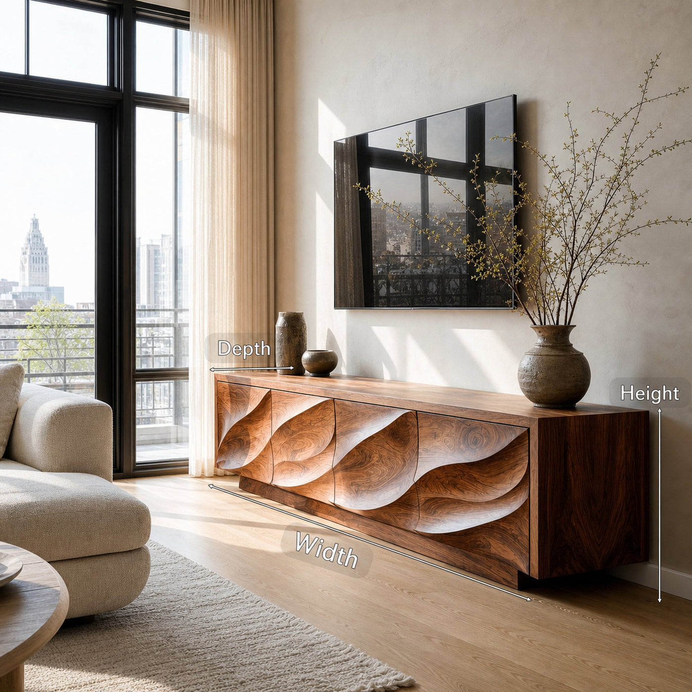 Modern Organic Wood TV Cabinet For Living Room - product view 8