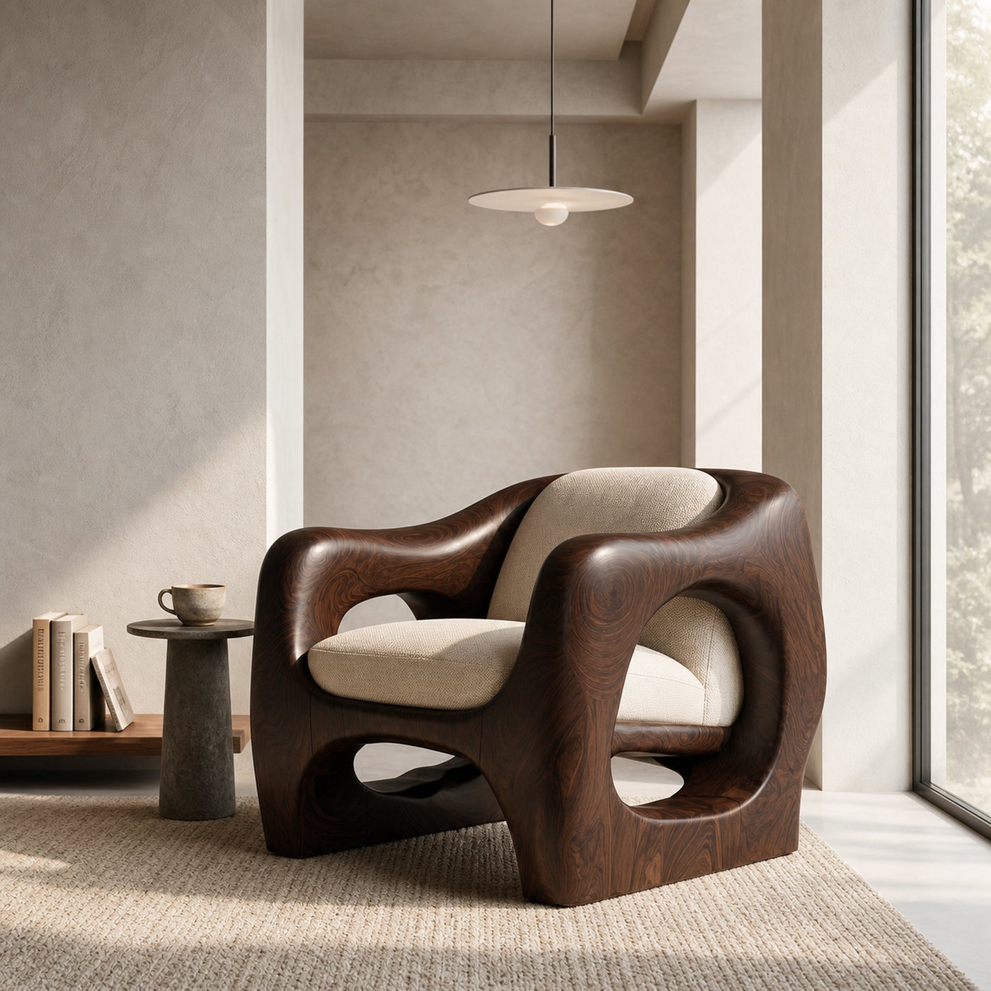 Modern Organic Wooden Armchair For Living Room - product view 7