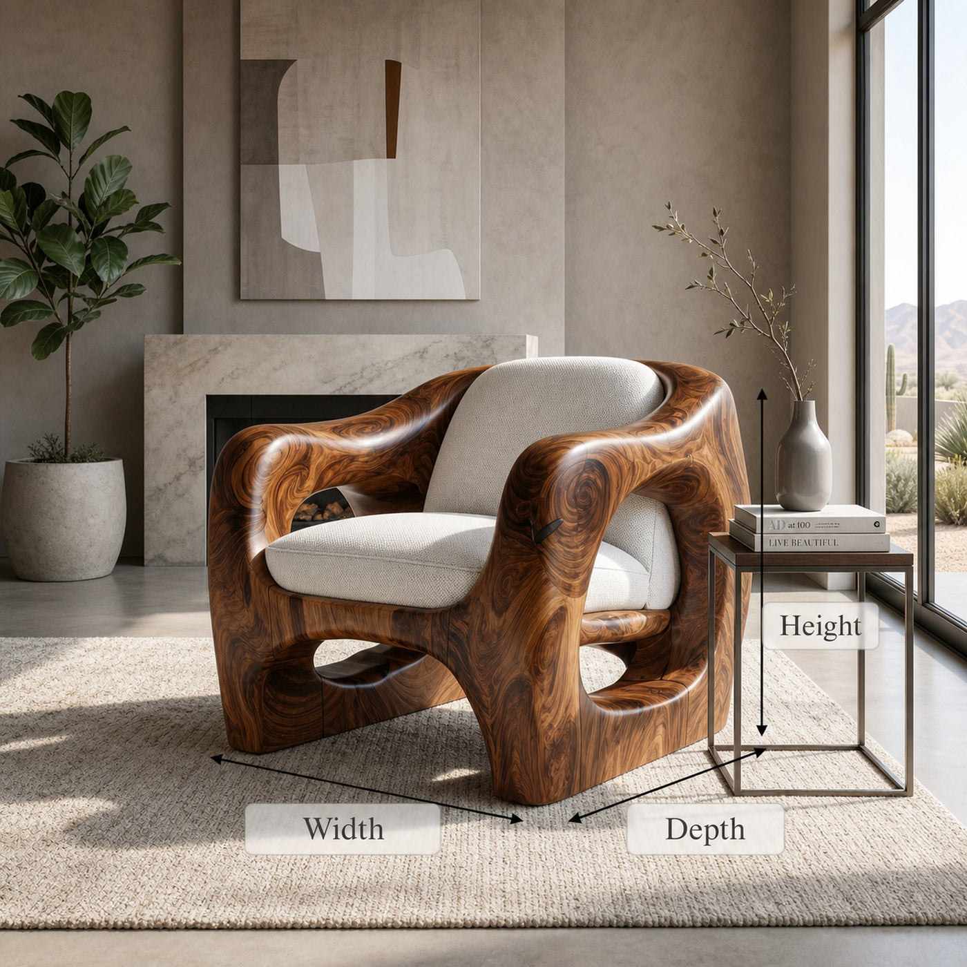 Modern Organic Wooden Armchair For Living Room - product view 8