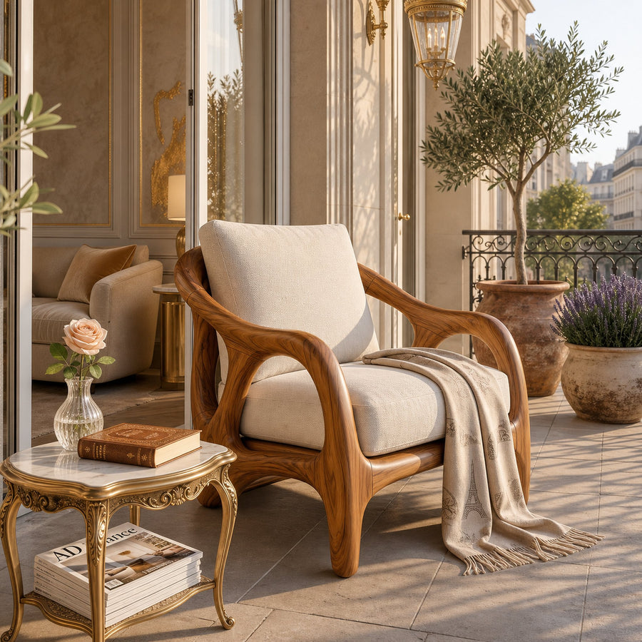 Modern Organic Wooden Armchair Grand Entryway