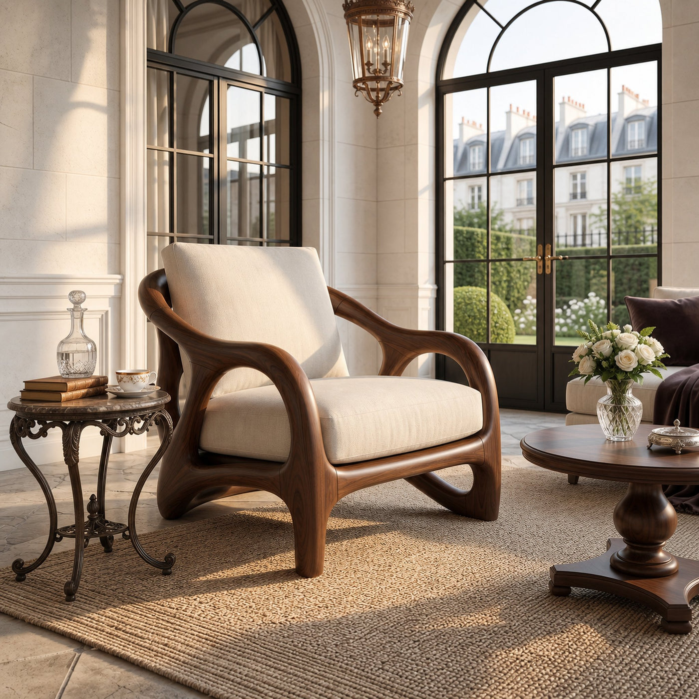 Modern Organic Wooden Armchair Grand Entryway - product view 7