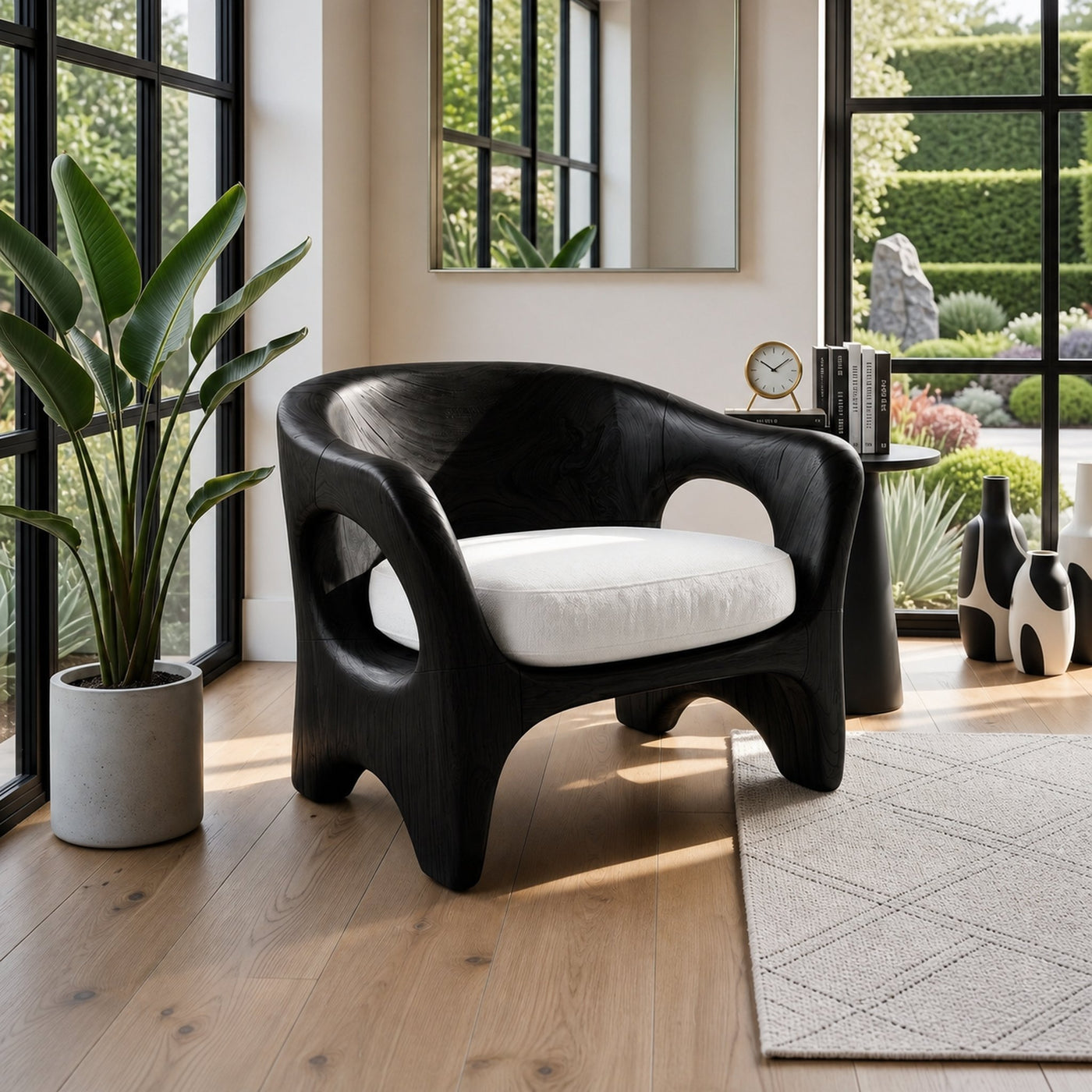 Modern Organic Wooden Chair Designer Reception Area - product view 4