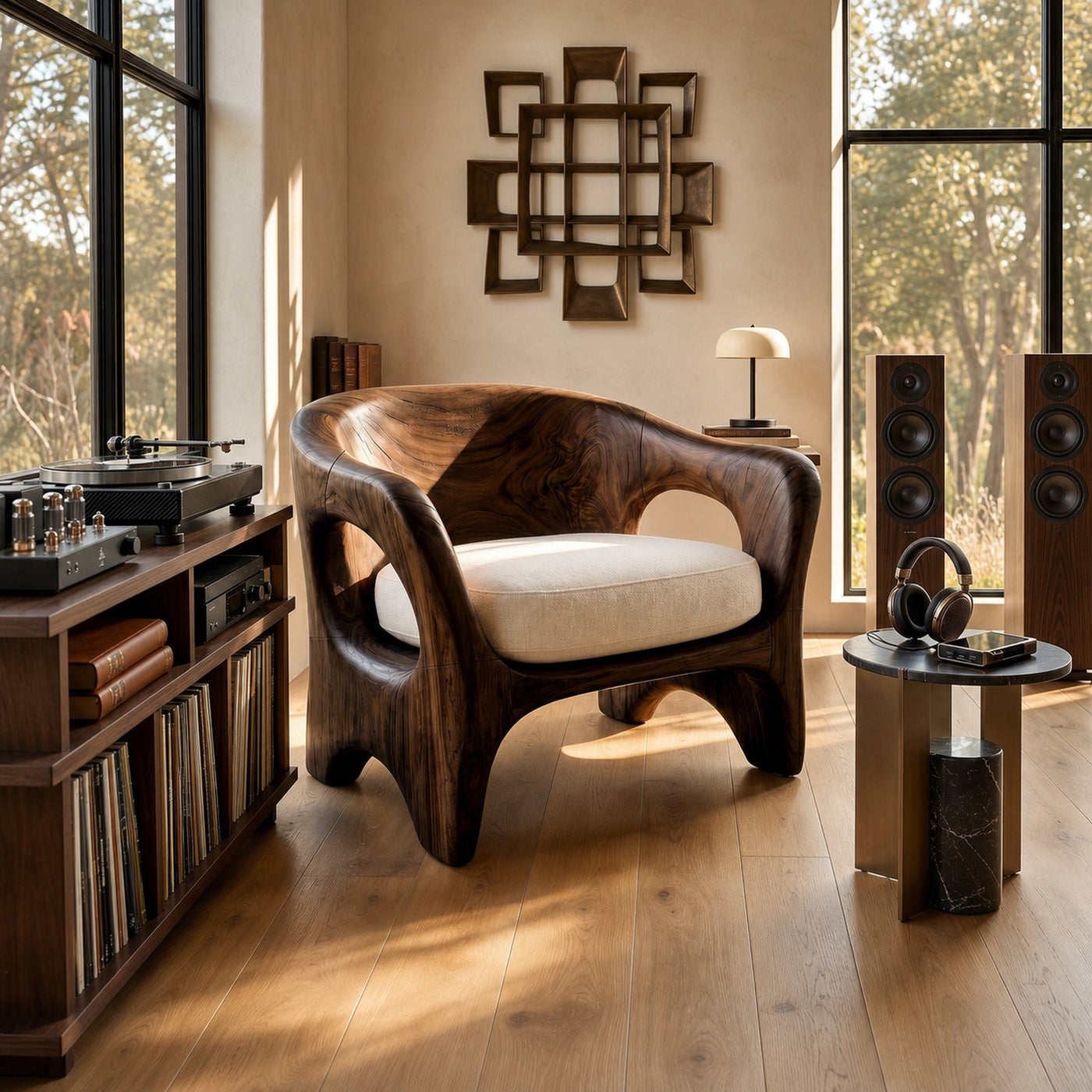 Modern Organic Wooden Chair Designer Reception Area - product view 7
