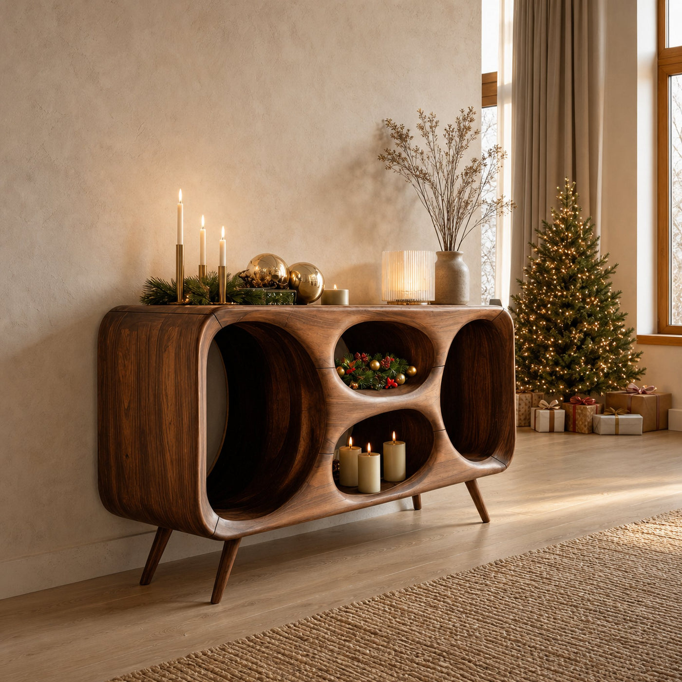 Modern Oval Sideboard For Holiday Decoration