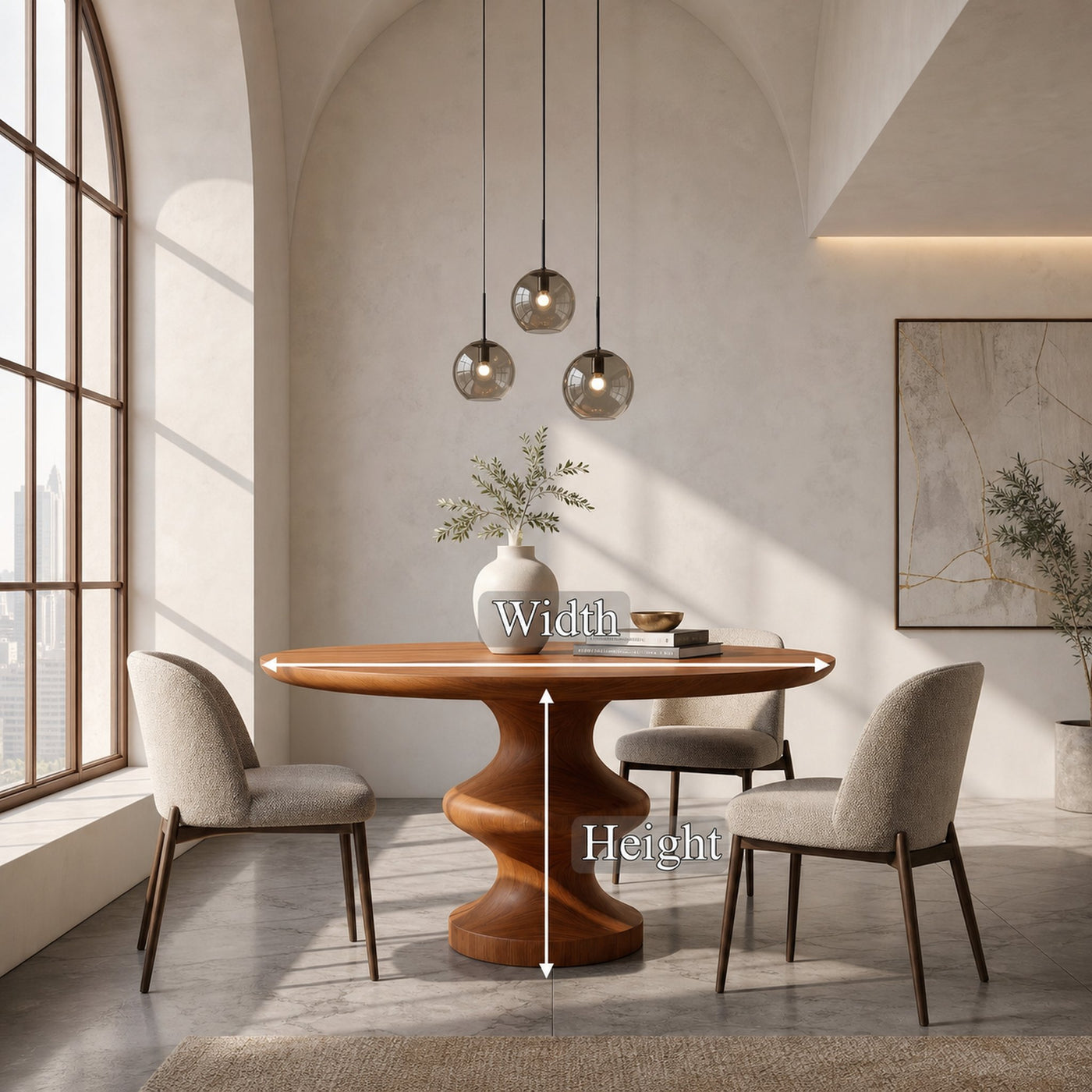 Modern Pedestal Dining Table With Sculptural Solid Wood Base For Dining Room - product view 8
