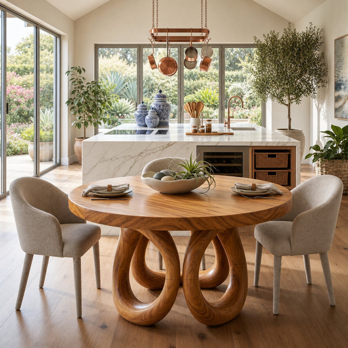 Modern Round Dining Set For Garden Kitchen