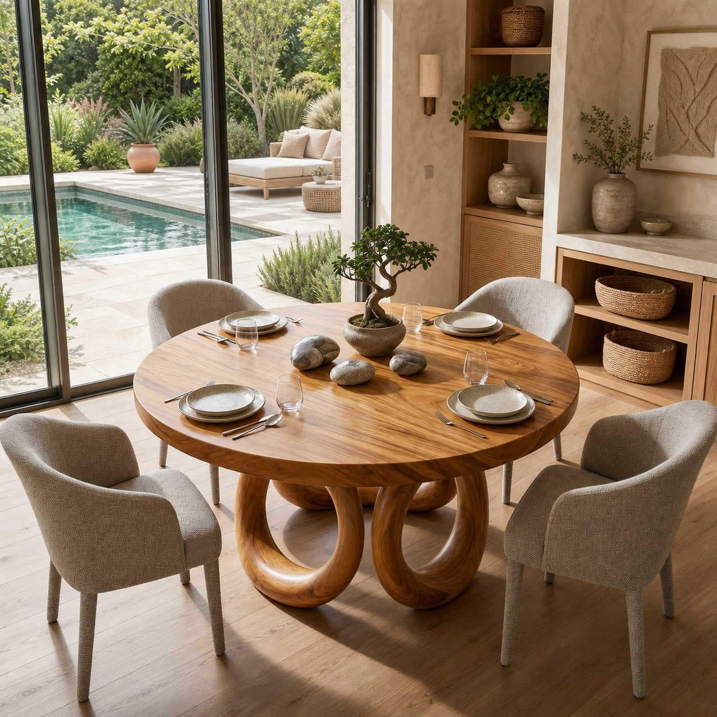 Modern Round Dining Set For Garden Kitchen - product view 3