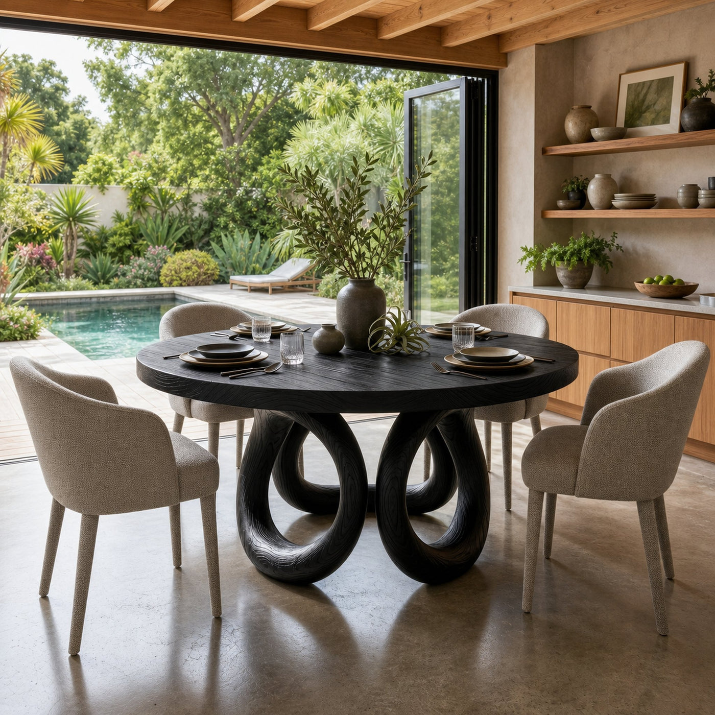 Modern Round Dining Set For Garden Kitchen - product view 4