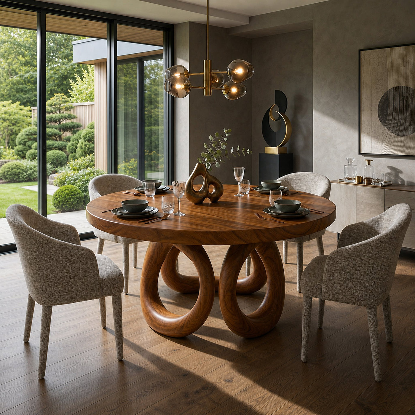 Modern Round Dining Set For Garden Kitchen - product view 6