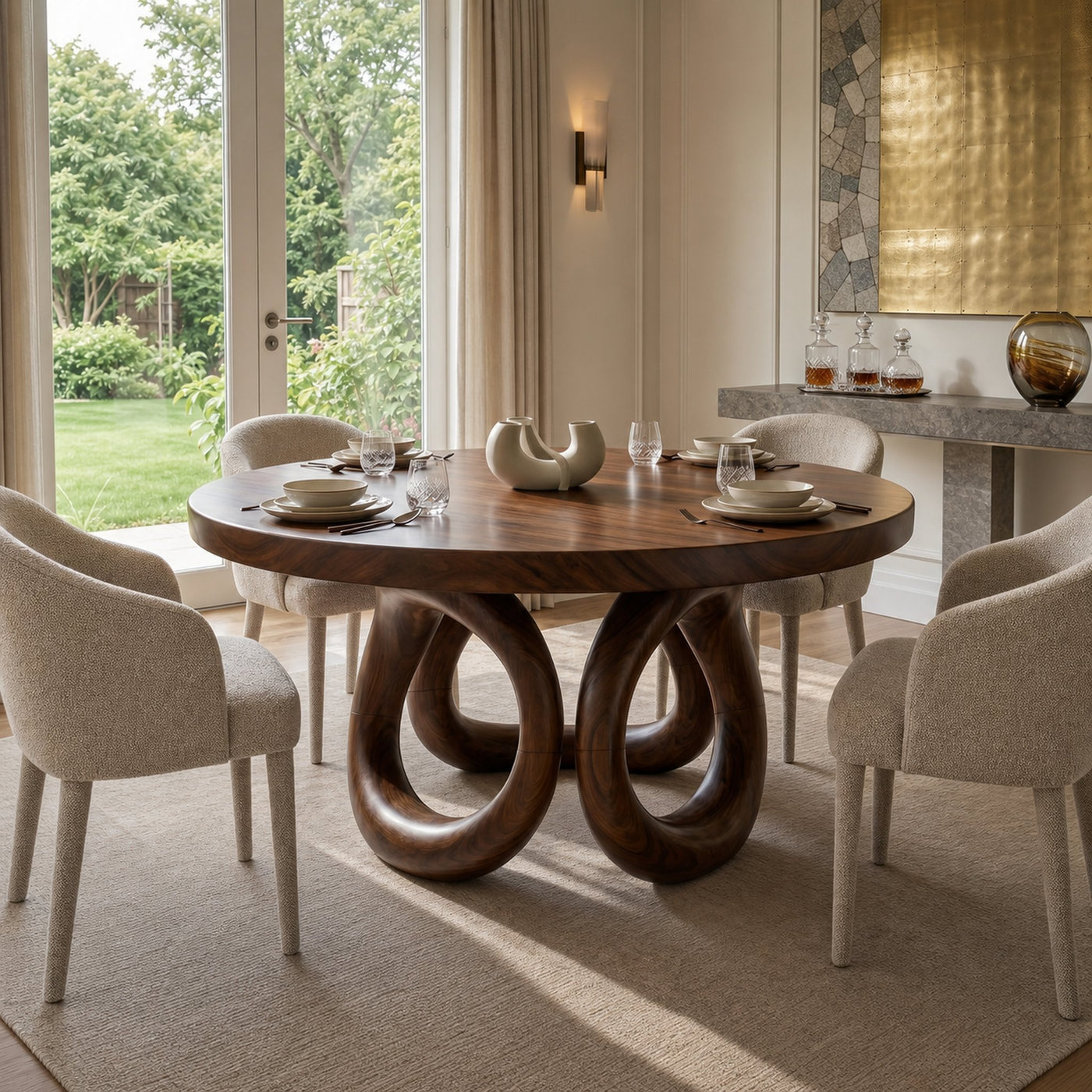 Modern Round Dining Set For Garden Kitchen - product view 7