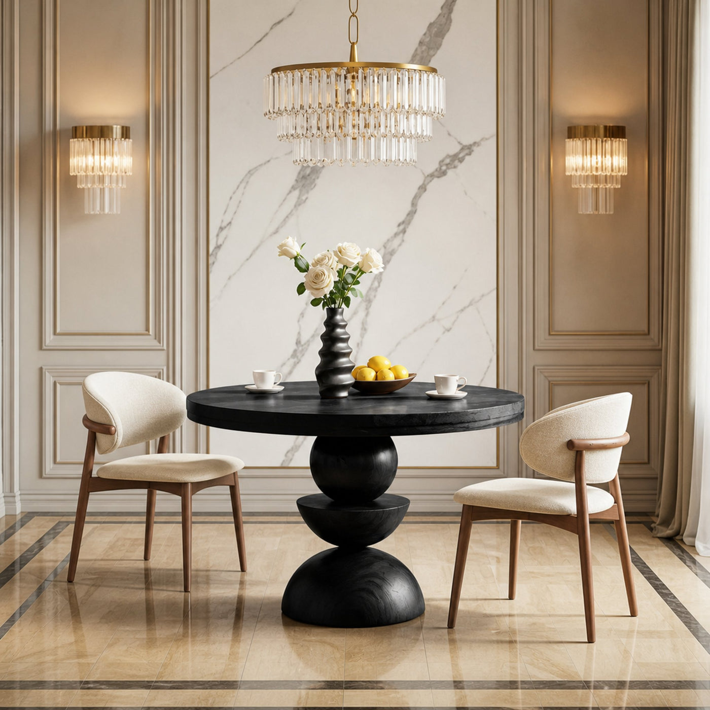 Modern Round Dining Table With Geometric Base For Kitchen And Dining Room - product view 4