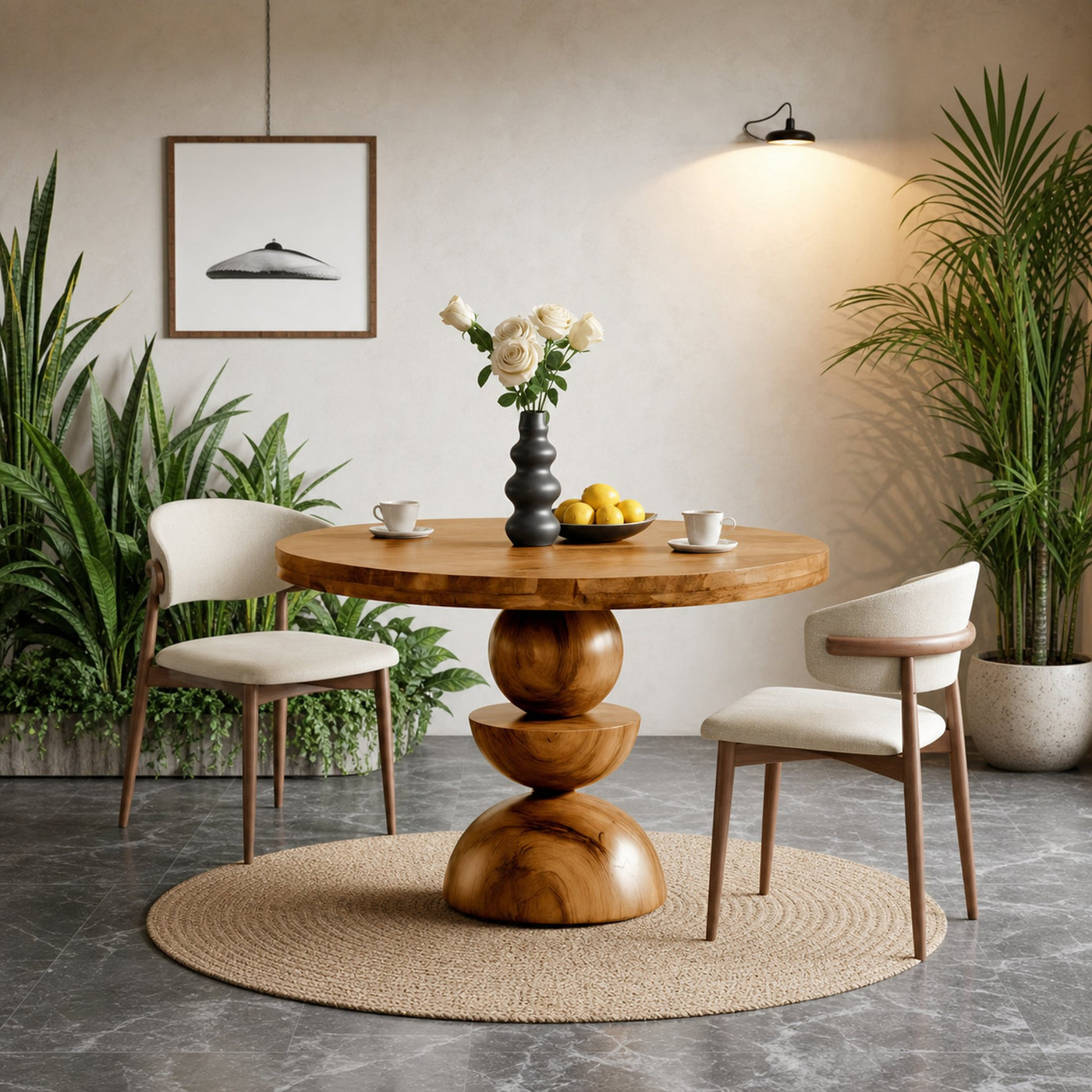 Modern Round Dining Table With Geometric Base For Kitchen And Dining Room - product view 5