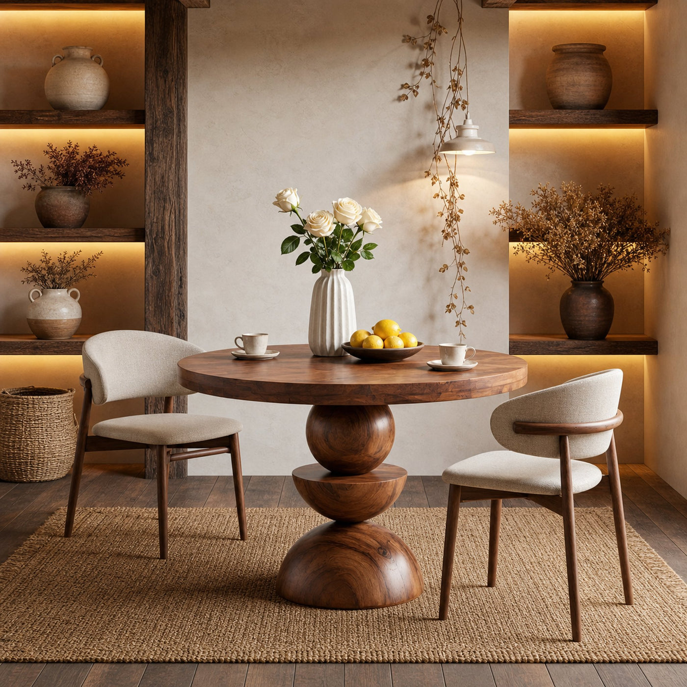 Modern Round Dining Table With Geometric Base For Kitchen And Dining Room - product view 6