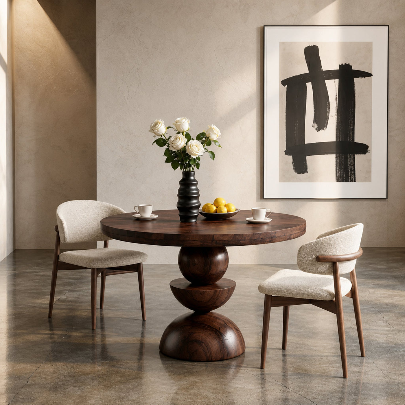 Modern Round Dining Table With Geometric Base For Kitchen And Dining Room - product view 7